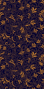 Yaprakları ve bukleleri olan zarif, pürüzsüz bir desen. Lüks çiçekli bir geçmişi var. Vektör illüstrasyonu, EPS 10.