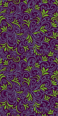 Yaprakları ve bukleleri olan zarif, pürüzsüz bir desen. Lüks çiçekli bir geçmişi var. Vektör illüstrasyonu, EPS 10.