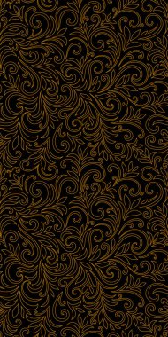 Yaprakları ve bukleleri olan zarif, pürüzsüz bir desen. Lüks çiçekli bir geçmişi var. Vektör illüstrasyonu, EPS 10.