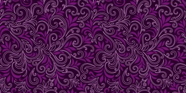 Yaprakları ve bukleleri olan zarif, pürüzsüz bir desen. Lüks çiçekli bir geçmişi var. Vektör illüstrasyonu, EPS 10.