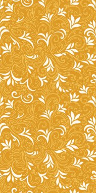 Yaprakları ve bukleleri olan zarif, pürüzsüz bir desen. Lüks çiçekli bir geçmişi var. Vektör illüstrasyonu, EPS 10.