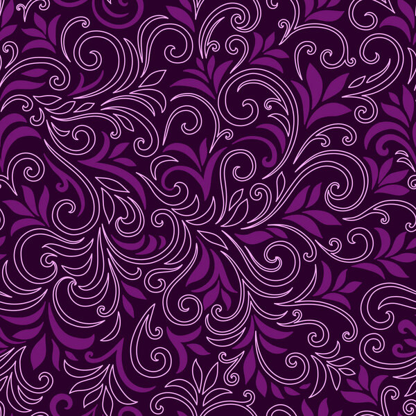 Elegant seamless pattern with leaves and curls. Luxury floral background. Vector illustration, EPS 10.