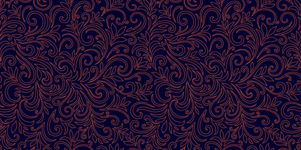 Yaprakları ve bukleleri olan zarif, pürüzsüz bir desen. Lüks çiçekli bir geçmişi var. Vektör illüstrasyonu, EPS 10.