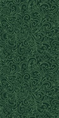 Yaprakları ve bukleleri olan zarif, pürüzsüz bir desen. Lüks çiçekli bir geçmişi var. Vektör illüstrasyonu, EPS 10.