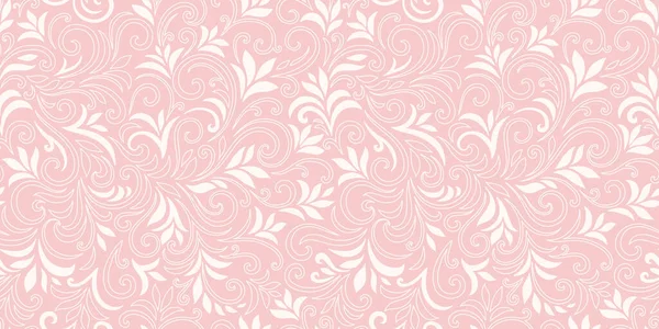Elegant Naadloos Patroon Met Bladeren Krullen Luxe Bloemen Achtergrond Vectorillustratie — Stockvector