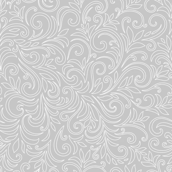Элегантный Бесшовный Узор Листьями Кудряшками Роскошный Цветочный Фон Векторная Иллюстрация — стоковый вектор