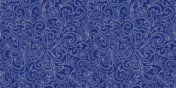 Елегантний Безшовний Візерунок Листям Завитками Розкішний Квітковий Фон Векторні Ілюстрації — стоковий вектор