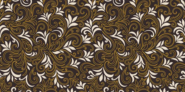 Elegant Seamless Pattern Leaves Curls Luxury Floral Background Vector Illustration — Stock Vector