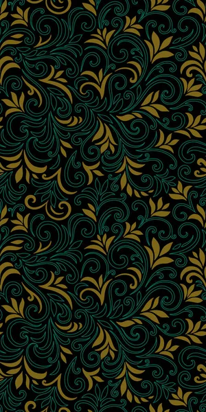 Yaprakları ve bukleleri olan zarif, pürüzsüz bir desen. Lüks çiçekli bir geçmişi var. Vektör illüstrasyonu, EPS 10.