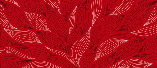 手描きの葉を持つ豪華な花模様 ミニマルなリニアスタイルのエレガントな魅力的な背景 トレンドラインアートデザイン要素 ベクターイラスト — ストックベクタ