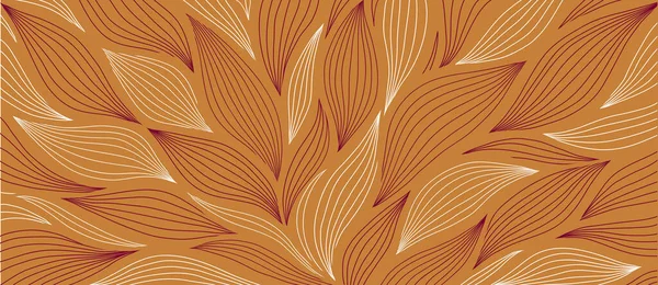 手绘叶子的华丽花纹 简约线性风格的优雅优雅优雅的背景 潮流线条艺术设计元素 矢量说明 — 图库矢量图片