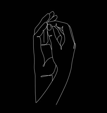 Bir çizgi el ele tutuşurken çekildi. Sevgililer Günü vektör illüstrasyonu. Modern tek satır sanatı.