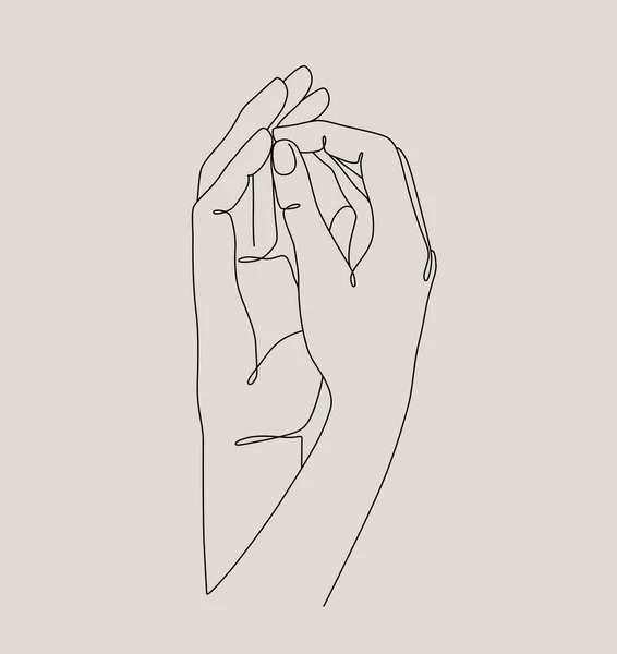 Eine Linie Gezogen Händchen Haltend Valentinstag Vektor Illustration Moderne Einzeiler — Stockvektor