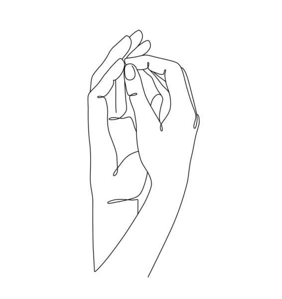 Uma Linha Desenhada Mãos Dadas Dia Dos Namorados Ilustração Vetorial —  Vetores de Stock
