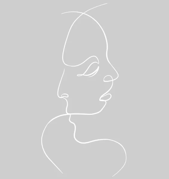 Eine Linie Gesichter Paar Mann Und Frau Valentinstag Minimalistische Vektorillustration — Stockvektor