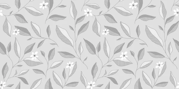 Patrón Sin Costuras Con Hojas Pequeñas Flores Fondo Floral Elegante — Vector de stock