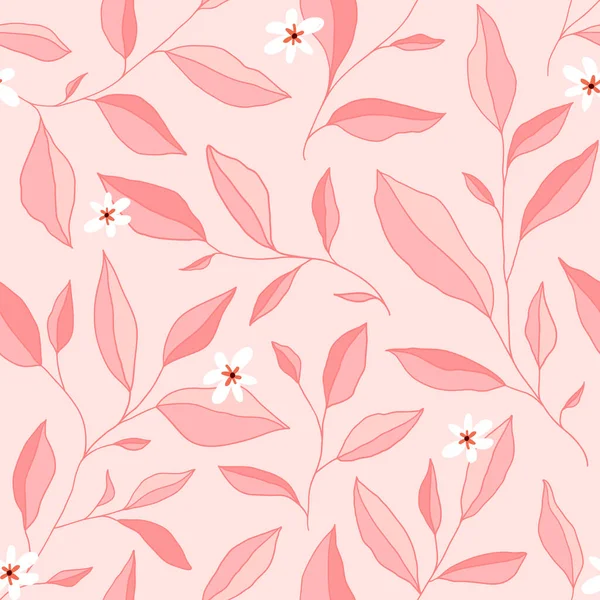 Bezešvé Vzory Listy Květinkami Elegantní Květinové Pozadí Vektorová Ilustrace — Stockový vektor