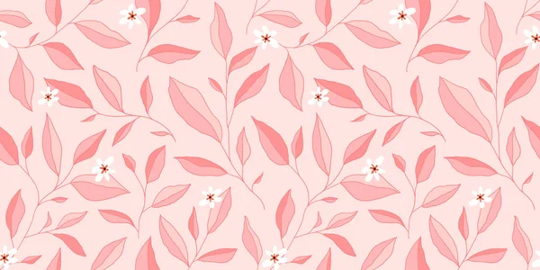 Bezešvé Vzory Listy Květinkami Elegantní Květinové Pozadí Vektorová Ilustrace — Stockový vektor