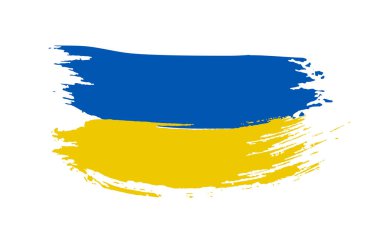Ukrayna bayrağı fırça darbesi etkisi altında. Grunge tarzında renkli soyut arkaplan. Vektör illüstrasyonu, EPS 10.