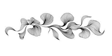 Dinamik doğrusal dalgalarla soyut arkaplan. Vektör el çizimi minimalist doğrusal şekilde çizilmiş. Moda çizgisi sanat tasarımı ögesi.