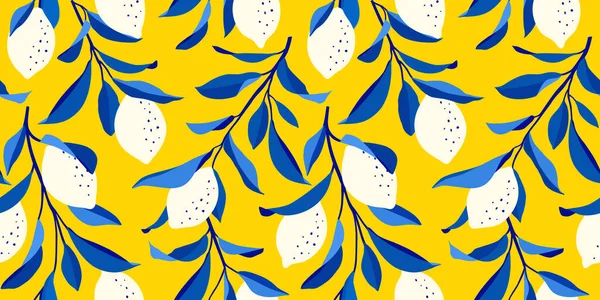 Renkli, limonlu, pürüzsüz desen. Moda yaz geçmişi. Kumaş veya duvar kağıdı için parlak yazdırma vektörü.