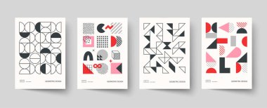 Trendy tasarım kapsar. Minimal geometrik şekiller kompozisyonları. Broşürler, posterler, kapaklar ve afişler için geçerlidir.