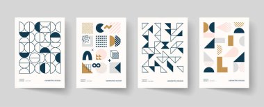 Trendy tasarım kapsar. Minimal geometrik şekiller kompozisyonları. Broşürler, posterler, kapaklar ve afişler için geçerlidir.