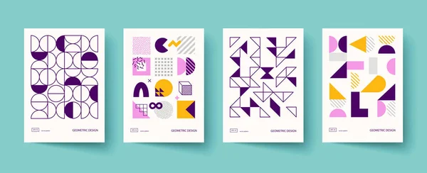 Trendy Covers Ontwerp Minimale Geometrische Vormen Composities Toepasbaar Voor Brochures — Stockvector