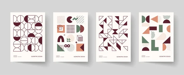 Modny Design Okładki Minimalne Kształty Geometryczne Kompozycje Dotyczy Broszur Plakatów — Wektor stockowy
