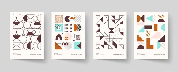 Trendy Tasarım Kapsar Minimal Geometrik Şekiller Kompozisyonları Broşürler Posterler Kapaklar — Stok Vektör