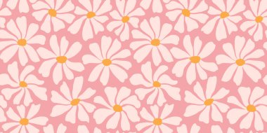 Havalı papatya çiçeği pürüzsüz desen. Güzel el çizimi çiçek arkaplanı. Vektör illüstrasyonu.