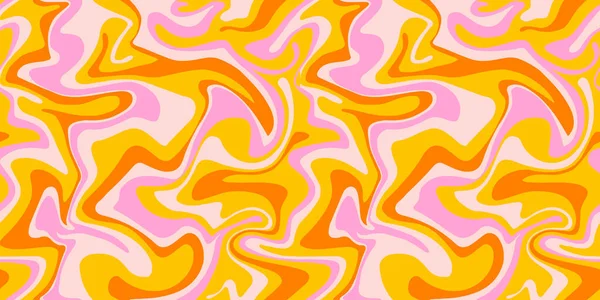 Psychedelic Swirl Seamless Pattern 60S 70S Style Liquid Groovy Background — Stockvektor