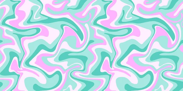 Psychedelic Swirl Seamless Pattern 60S 70S Style Liquid Groovy Background — Διανυσματικό Αρχείο