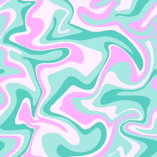 Psychedelic Swirl Seamless Pattern 60S 70S Style Liquid Groovy Background — Wektor stockowy