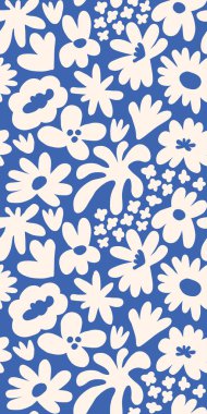 Abstract seamless pattern with cute hand drawn meadow flowers. Fashion stylish natural background. Hand drawn design elements for fabric, print, cover, banner, wrapping, wallpaper.