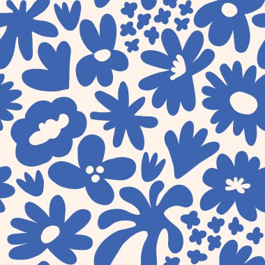 Abstract seamless pattern with cute hand drawn meadow flowers. Fashion stylish natural background. Hand drawn design elements for fabric, print, cover, banner, wrapping, wallpaper.