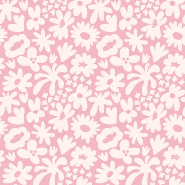 Abstract seamless pattern with cute hand drawn meadow flowers. Fashion stylish natural background. Hand drawn design elements for fabric, print, cover, banner, wrapping, wallpaper.