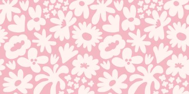 Abstract seamless pattern with cute hand drawn meadow flowers. Fashion stylish natural background. Hand drawn design elements for fabric, print, cover, banner, wrapping, wallpaper.