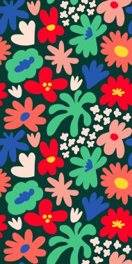 Abstract seamless pattern with cute hand drawn meadow flowers. Fashion stylish natural background. Hand drawn design elements for fabric, print, cover, banner, wrapping, wallpaper.