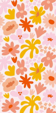 Abstract seamless pattern with cute hand drawn meadow flowers. Fashion stylish natural background. Hand drawn design elements for fabric, print, cover, banner, wrapping, wallpaper.