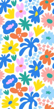 Abstract seamless pattern with cute hand drawn meadow flowers. Fashion stylish natural background. Hand drawn design elements for fabric, print, cover, banner, wrapping, wallpaper.