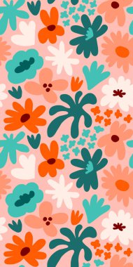 Abstract seamless pattern with cute hand drawn meadow flowers. Fashion stylish natural background. Hand drawn design elements for fabric, print, cover, banner, wrapping, wallpaper.
