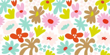 Abstract seamless pattern with cute hand drawn meadow flowers. Fashion stylish natural background. Hand drawn design elements for fabric, print, cover, banner, wrapping, wallpaper.