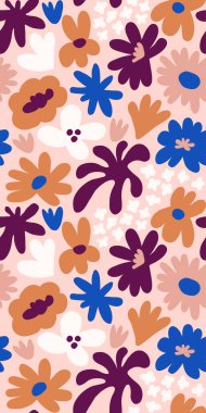 Abstract seamless pattern with cute hand drawn meadow flowers. Fashion stylish natural background. Hand drawn design elements for fabric, print, cover, banner, wrapping, wallpaper.