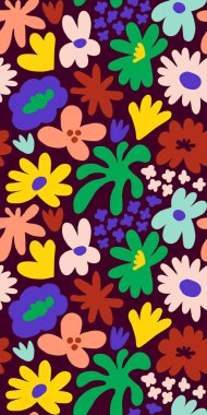 Abstract seamless pattern with cute hand drawn meadow flowers. Fashion stylish natural background. Hand drawn design elements for fabric, print, cover, banner, wrapping, wallpaper.