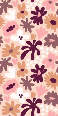 Abstract seamless pattern with cute hand drawn meadow flowers. Fashion stylish natural background. Hand drawn design elements for fabric, print, cover, banner, wrapping, wallpaper.
