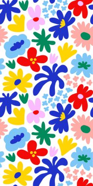 Abstract seamless pattern with cute hand drawn meadow flowers. Fashion stylish natural background. Hand drawn design elements for fabric, print, cover, banner, wrapping, wallpaper.