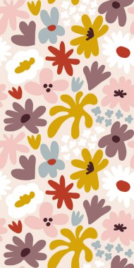 Abstract seamless pattern with cute hand drawn meadow flowers. Fashion stylish natural background. Hand drawn design elements for fabric, print, cover, banner, wrapping, wallpaper.