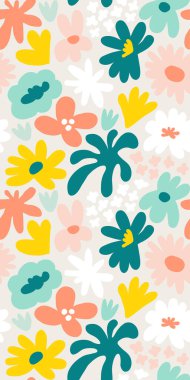 Abstract seamless pattern with cute hand drawn meadow flowers. Fashion stylish natural background. Hand drawn design elements for fabric, print, cover, banner, wrapping, wallpaper.