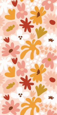 Abstract seamless pattern with cute hand drawn meadow flowers. Fashion stylish natural background. Hand drawn design elements for fabric, print, cover, banner, wrapping, wallpaper.
